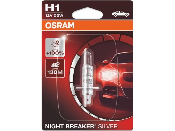 Osram Auto Halogen Leuchtmittel Night Breaker® Silver H1 55 W 12 V