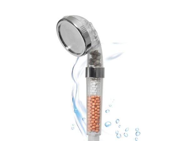 Brausekopf 'Aquadon Shower Hero'; 344 extra-feine Wasserdüsen für -30% Wasserverbrauch & +50% Wasserdruck, Mineralperlen-Filtersystem MediaShop Transparent::Silberfarben