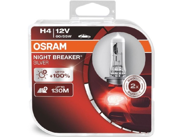 Osram Auto Halogen Leuchtmittel Night Breaker® Silver H4 60/55 W 12 V