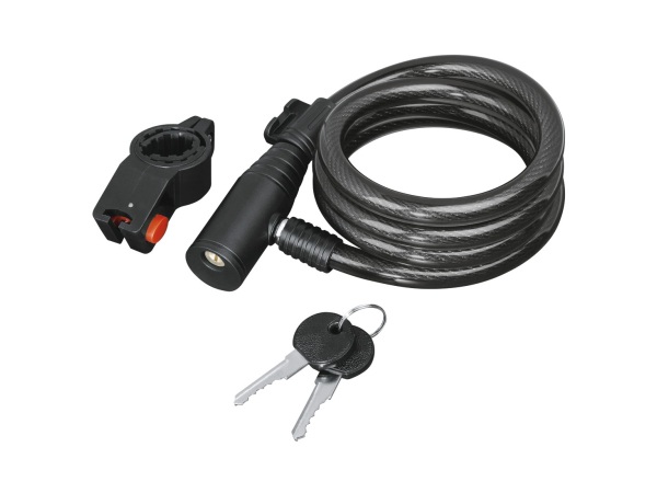 Hama Cable Lock 120 cm - Fahrrad-Spiralkabelschloss (Schwarz)