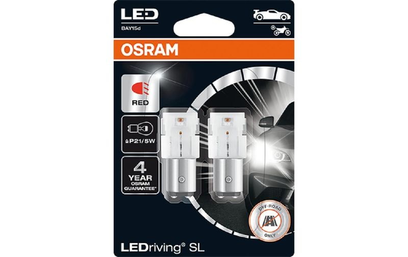 OSRAM, Ersatzleuchtmittel, LED Retrofit Red 12V 21/5W Doppelblister, AUTO & BIKE, 7528DRP-02B