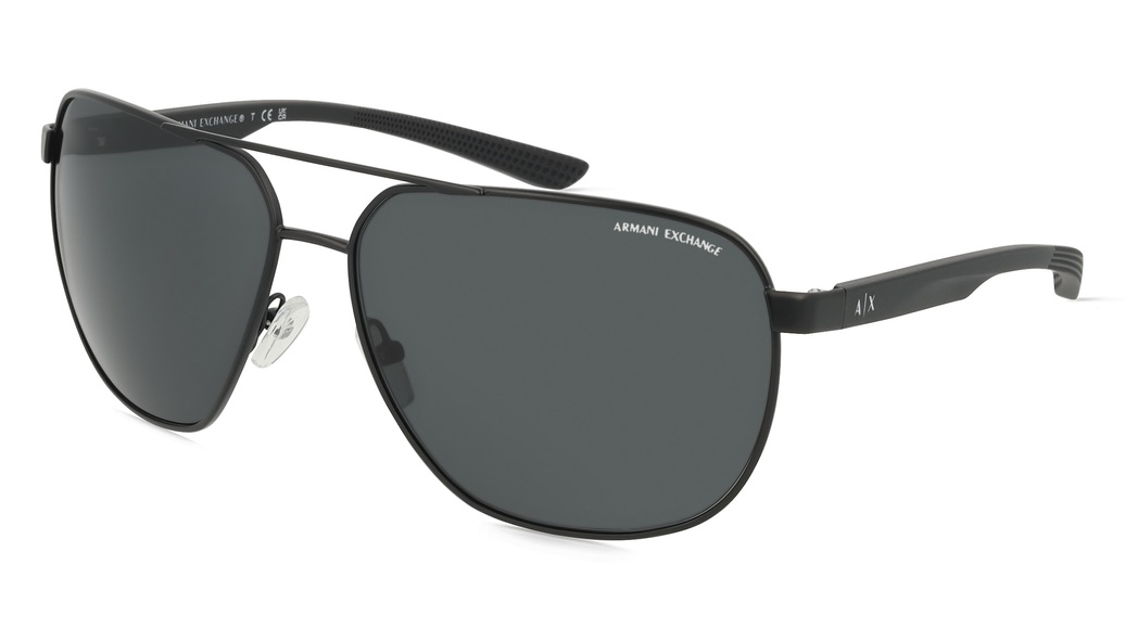 Armani Exchange AX2047S Herren-Sonnenbrille Vollrand Rund Metall-Gestell, schwarz