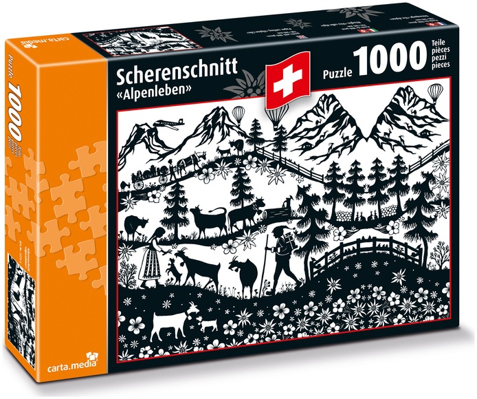 Puzzle Scherenschnitt Alpenleben - 1000 Teile