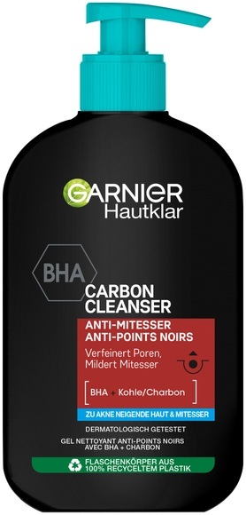 Garnier Hautklar Waschgel BHA Carbon Cleanser Anti-Mitesser, 250.0ml