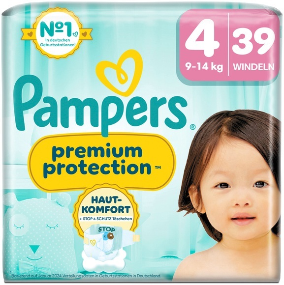 Pampers Premium Protection Grösse 4 Maxi 9-14kg 39 Stück