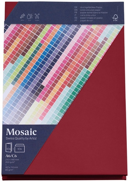 Artoz Mosaic Karten/Kuverts A6/C6 weinrot je 10 Stück
