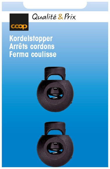 Coop Kordelstopper Kugel schwarz 18 mm 2 Stk.