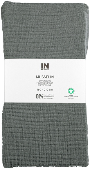 Inhouse Duvet GOTS Musseline 160x210 anthrazit