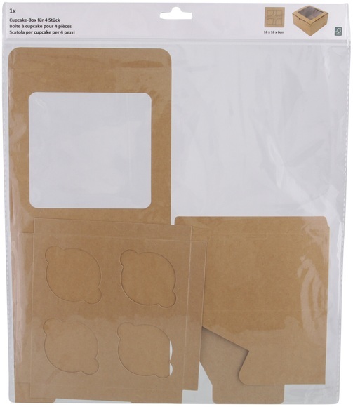 Cupcake Box für 4 Stück braun