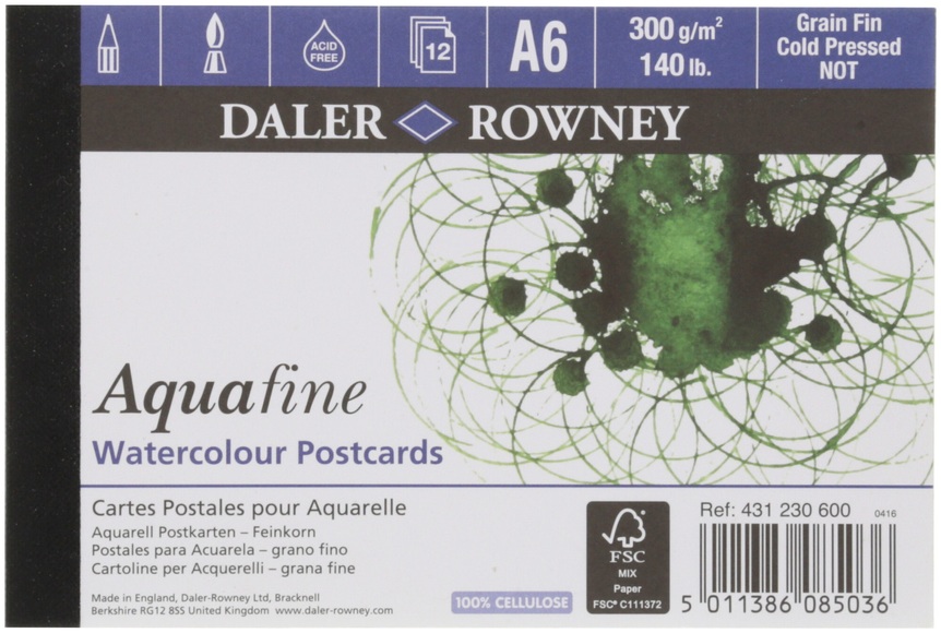 Daler Rowney Block Postkarten Aquarellpapier 300gr. Pads 12 Blatt