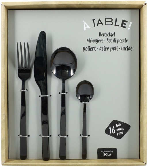 À Table! Besteckset schwarz poliert 16-teilig, by Sola