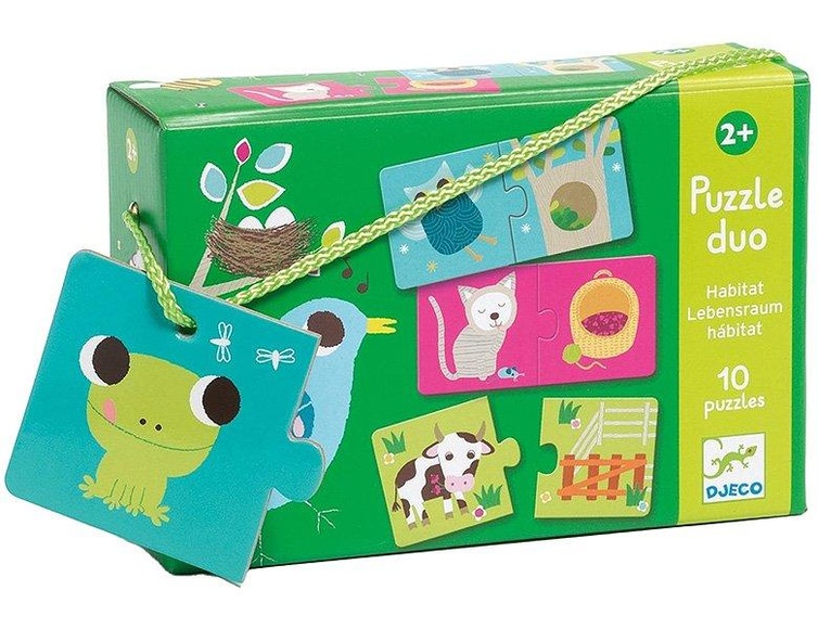 Djeco 12 Puzzle Duo HABITAT 10-teilig in bunt