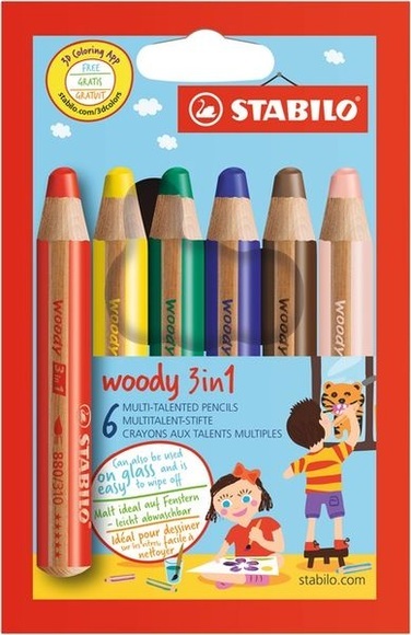 STABILO® Buntstifte WOODY 3in1 mit 6 Farben