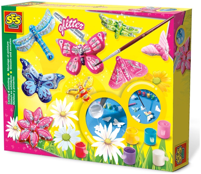 SES creative Gipsgießset SCHMETTERLINGE in bunt