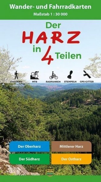Der Harz in 4 Teilen, 4 Wander- und Fahrradkarten