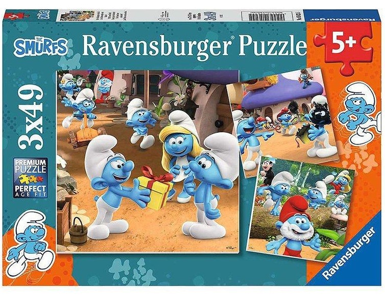 Ravensburger Puzzle 3 x 49 Teile Die Schlümpfe sind los!