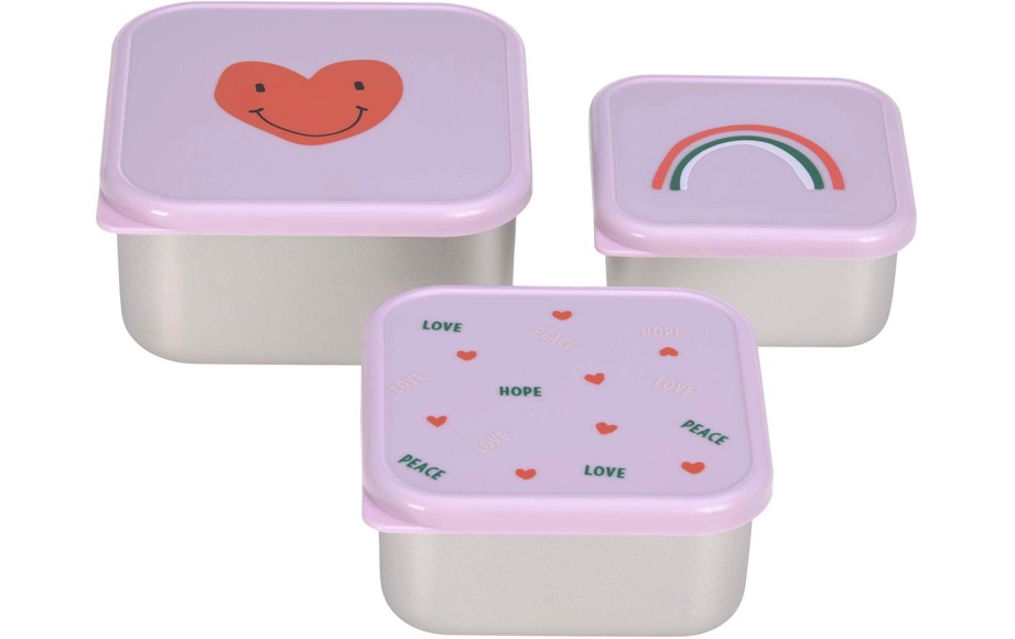 Edelstahl-Brotdose HAPPY RASCALS HEART 3er-Set