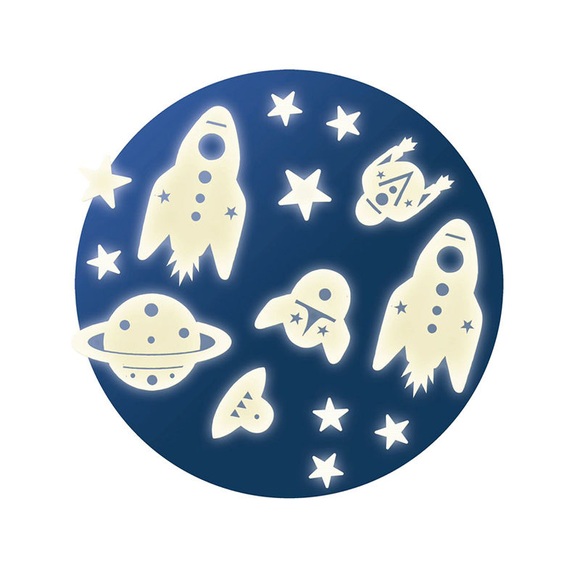 Djeco Leuchtende Wandsticker SPACE MISSION 62-teilig in weiß