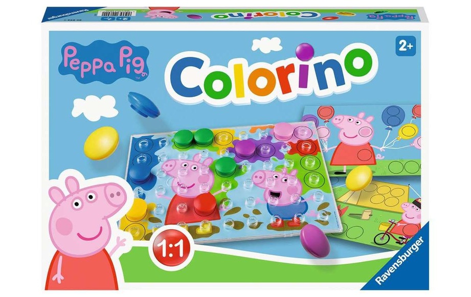 Ravensburger Kinderspiele - 20892 - Peppa Pig Colorino, Kinderspiel zum Farbenlernen, Mosaik Steckspiel, ab 2 Jahre