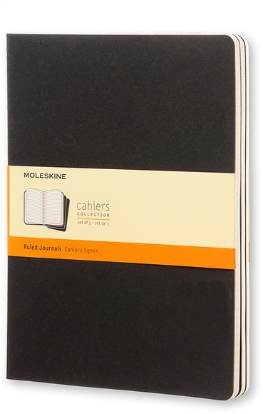 Moleskine Cahier XL, liniert, schwarz, 3er-Set