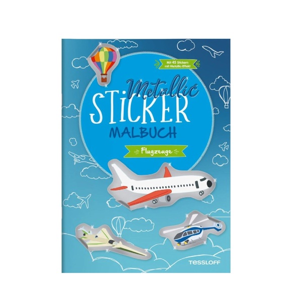 Kinder Malbuch Tessloff Verlag Zeichnungsheft inkl. 45 Metallic Sticker (38580235) - Flugzeuge