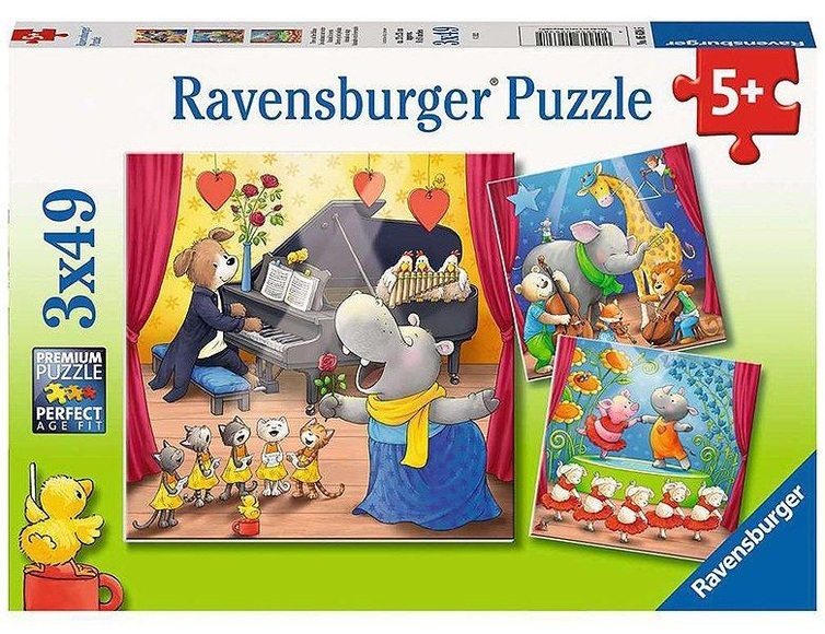 Ravensburger Puzzle 3 x 49 Teile Tiere auf der Bühne