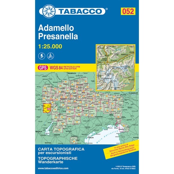Tabacco topographische Wanderkarte Adamello, Presanella