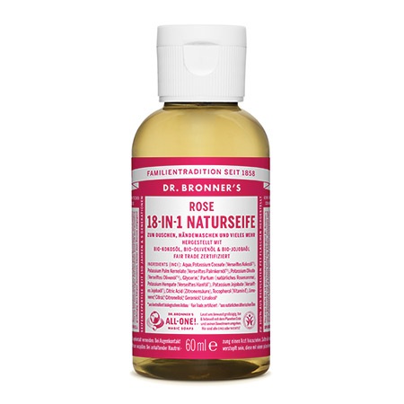 Dr. Bronner - vegane 18-1 Naturseife (Grösse: 60ml, Duft: Rose)