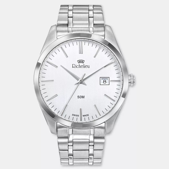 Richelieu Analoguhr Herren Silber 42mm