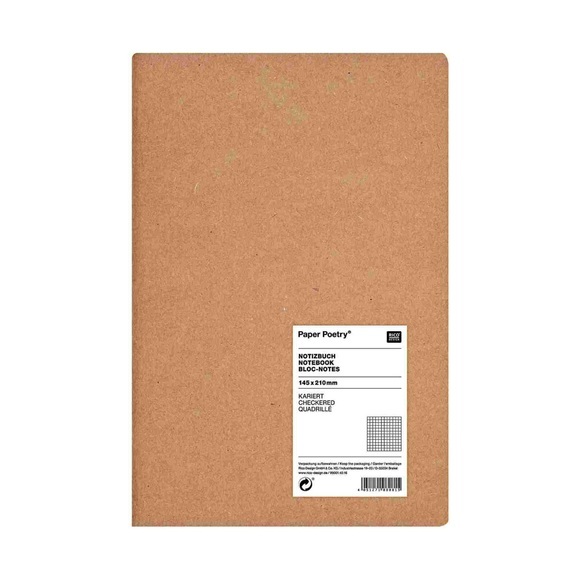Notizbuch A5 Kraftpapier-Umschlag, kariert