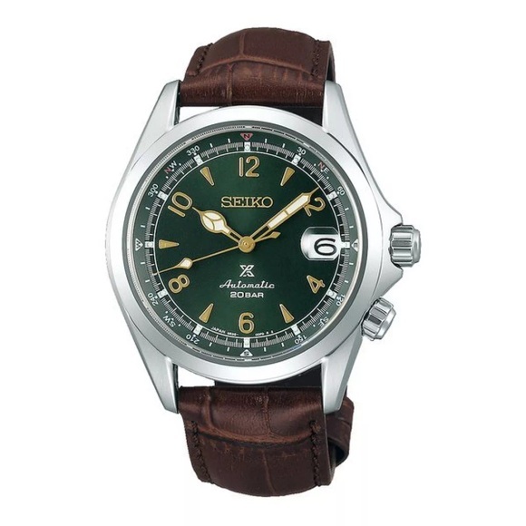 Seiko Spb121j1 Prospex Alpinist grün & braun Leder automatische Herren's Uhr Edelstahl