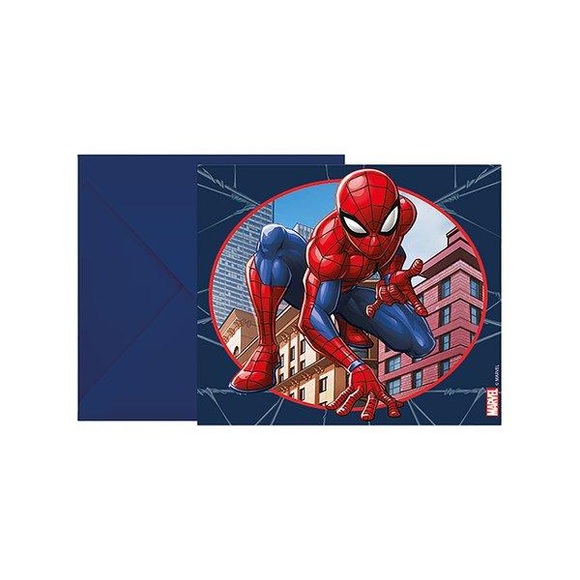 6 Spiderman Einladungskarten Multicolor