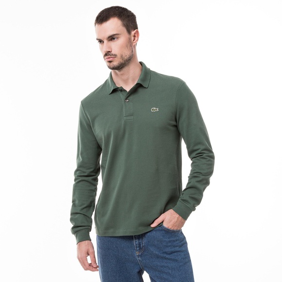 Poloshirt, Regular Fit, Langarm Herren Olivegrün T7