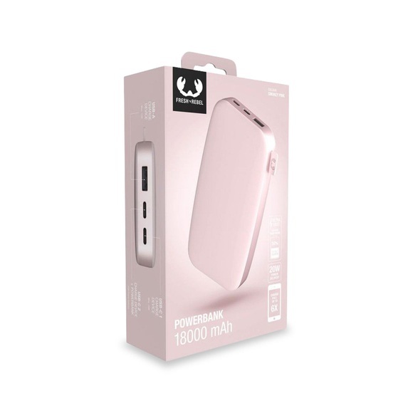 Fresh'N Rebel Powerbank 18000 mAh USB-C FC, Smokey Pink, 2PB18100SP