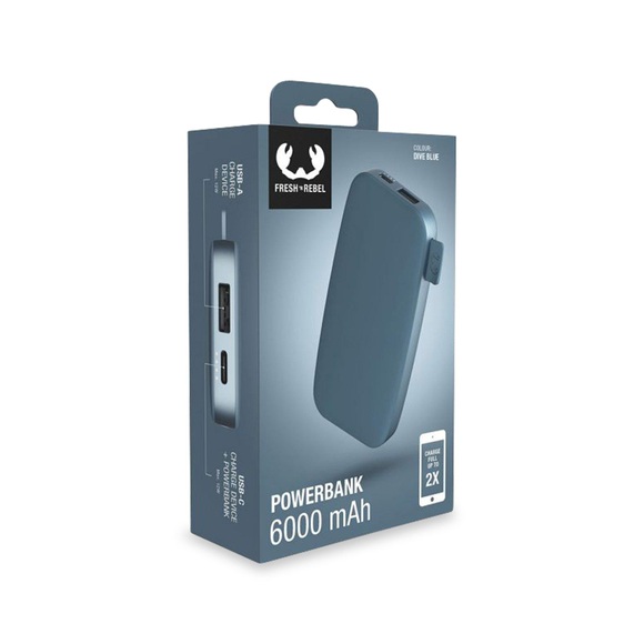 Fresh'N Rebel Powerbank 6000 mAh USB-C FC, Dive Blue, 2PB6100DV