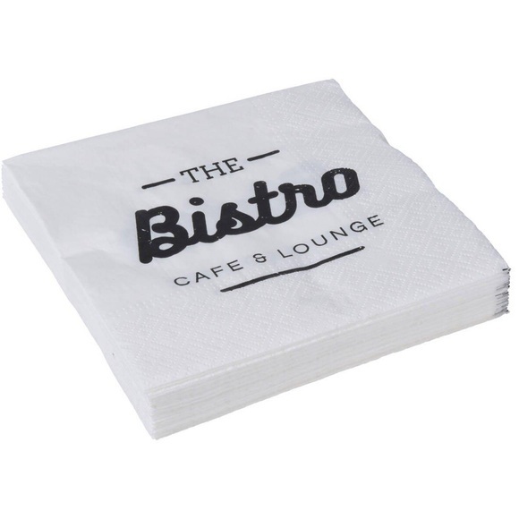 Serviette BISTRO Papier weiss, schwarz