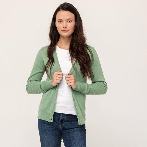 Bio-cashmere Cardigan, V-neck Damen Pistaziengrün XL