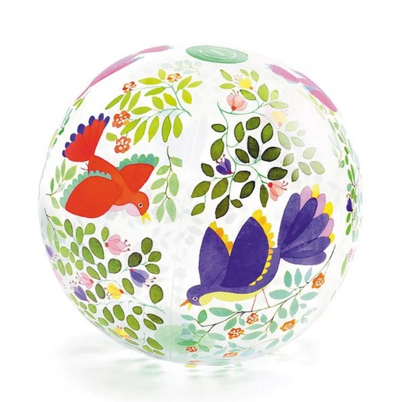 Djeco Aufblasbarer Spielball VÖGEL (Ø35cm) in transparent/bunt