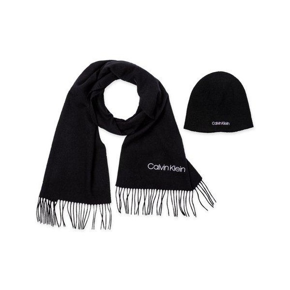Set: Schal Und Mütze Herren Black ONE SIZE