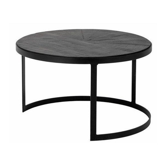 Frei Couchtisch / Mangoholz & Metall - Ø 60 x H 35 cm - Bloomingville schwarz en holz