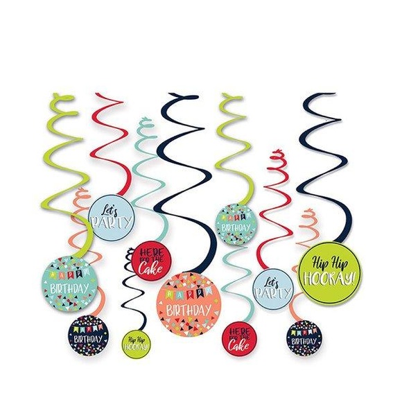 Deko-Spiralen Happy Birthday Multicolor