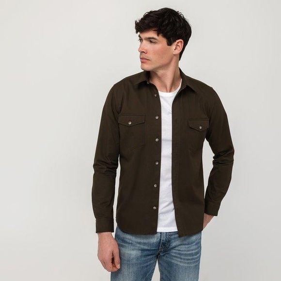 Hemd, Langarm Herren Dunkelbraun M