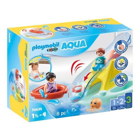 70635 1.2.3 AQUA Badeinsel mit Wasserrutsche, Konstruktionsspielzeug