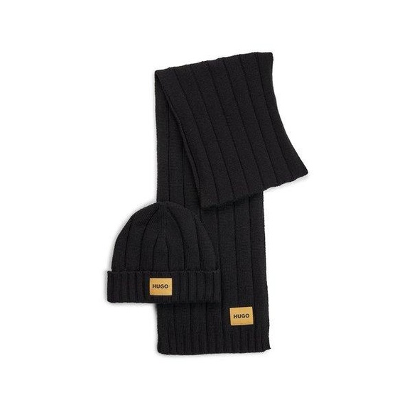 Geschenk-set, Schal Und Mütze Herren Black ONE SIZE