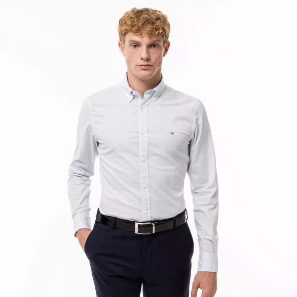 Tommy Hilfiger Businesshemd »FLEX MICRO FOULARD SF SHIRT«, Mit Minimal-Print, Button-down-Kragen