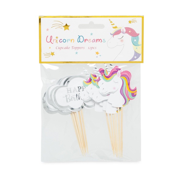 Cupcake-Stickers, 12 Stück Einhorn 10cm