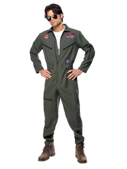 Smiffy's Original Top Gun Kostüm Overall Topgun Pilotenkostüm Pilot...