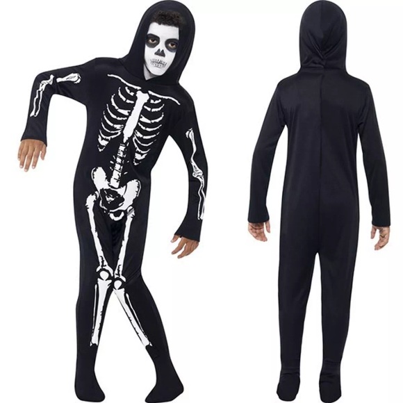 Smiffy's Skeleton Costume Kids avec costume d'enfant noir à capucho...