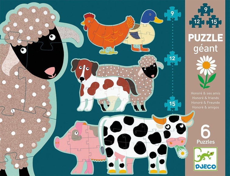 Djeco Riesenpuzzle Honoré und Freunde 9/12/15 Teile
