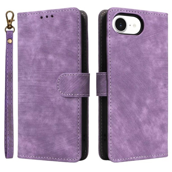 Cover-Discount - iPhone 16e Ledertasche mit RFID Blocker, Violett